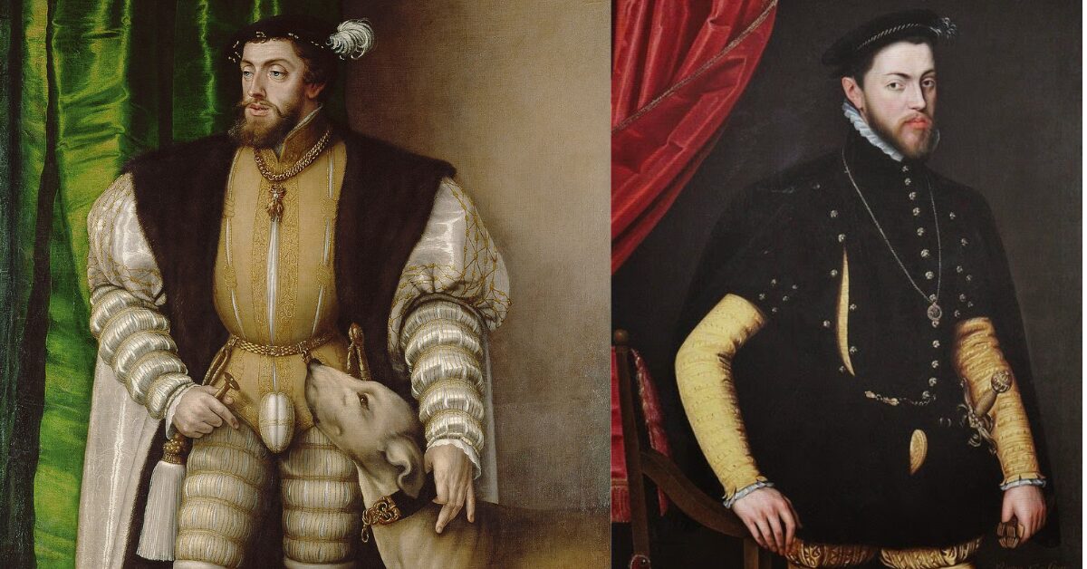 晩年のカール5世と若きフェリペ2世──帝国を譲る父と、その未来を受け継ぐ息子の姿 Emperor Charles V in his final years with the young Philip II, depicting the transfer of imperial legacy from father to son