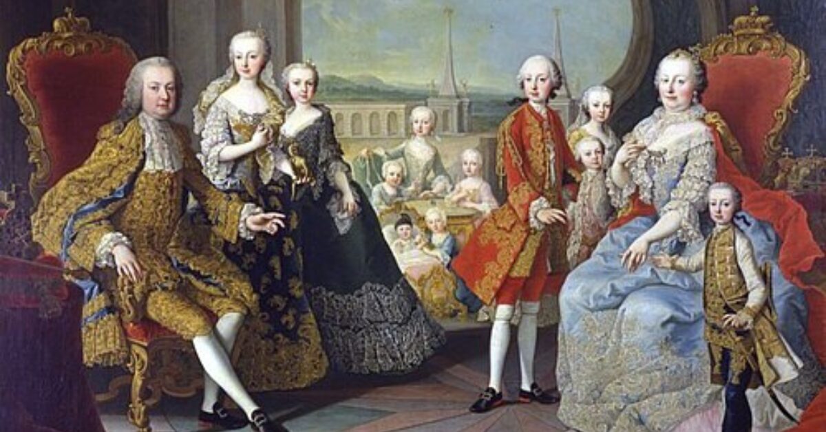 フランツ1世とマリア・テレジア一家を描いた宮廷肖像画。Court portrait of Francis I and Maria Theresa with their family.