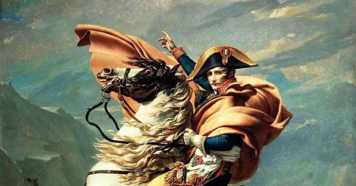 ダヴィッド『サン＝ベルナール峠を越えるボナパルト』ナポレオンの騎馬像　