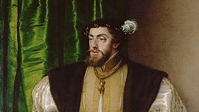 カルロス1世とハプスブルク家に見られる顕著なあご・しゃくれ（ハプスブルク顎）の特徴を示す肖像 | Portrait highlighting the characteristic Habsburg jaw, a protruding lower chin associated with the dynasty’s hereditary traits. (Carlos I)