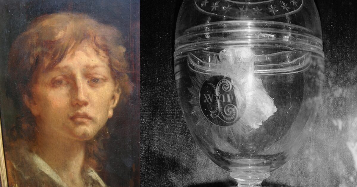 The preserved heart of Louis XVII, Louis XVII in captivity inside the Temple Prison, depicted as a frail and isolated child heir獄中のルイ17世と、保存されたルイ17世の心臓
