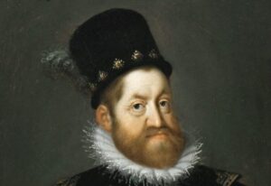 ルドルフ2世とハプスブルク家に見られる顕著なあご・しゃくれ（ハプスブルク顎）の特徴を示す肖像 | Portrait highlighting the characteristic Habsburg jaw, a protruding lower chin associated with the dynasty’s hereditary traits. (Rudolf II)