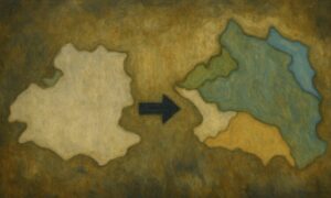  第一次ポーランド分割 (左図オレンジ部分：ハプスブルクがガリツィア獲得)の図解