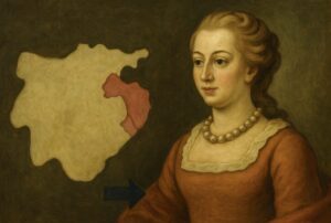 アーヘンの和約、オーストリア継承戦争終結 (ピンク色部分が奪われた地、シュレージエン)