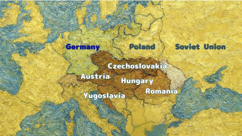 第一次世界大戦後の地図 (オレンジがハプスブルク領)