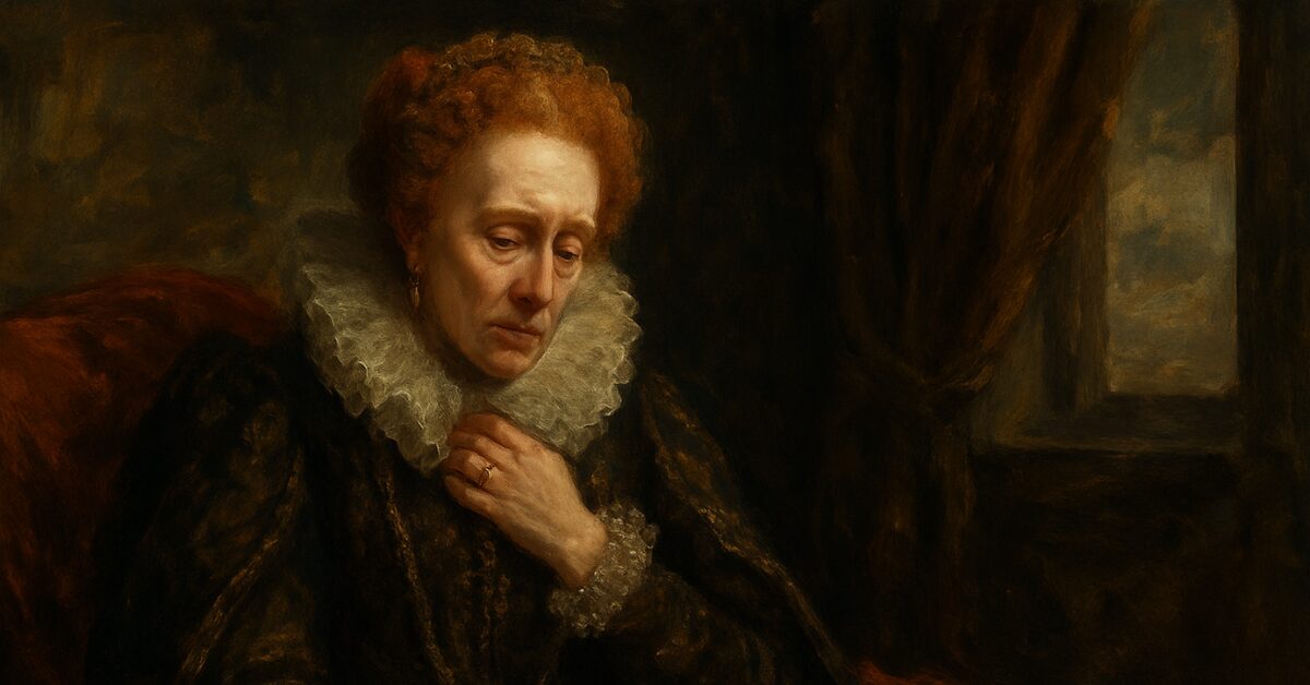 （イメージ画像）静かな孤独に包まれたエリザベス1世をバロック調で描いた油彩画