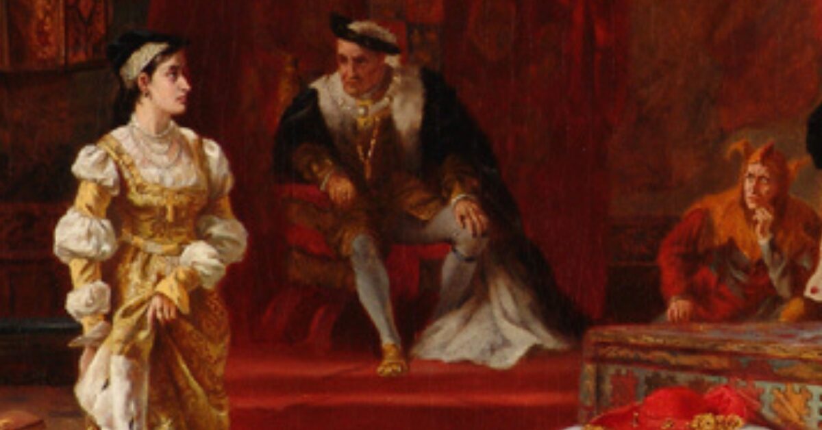 国王の前で弾劾を受ける王妃キャサリン・オブ・アラゴン（19世紀画）