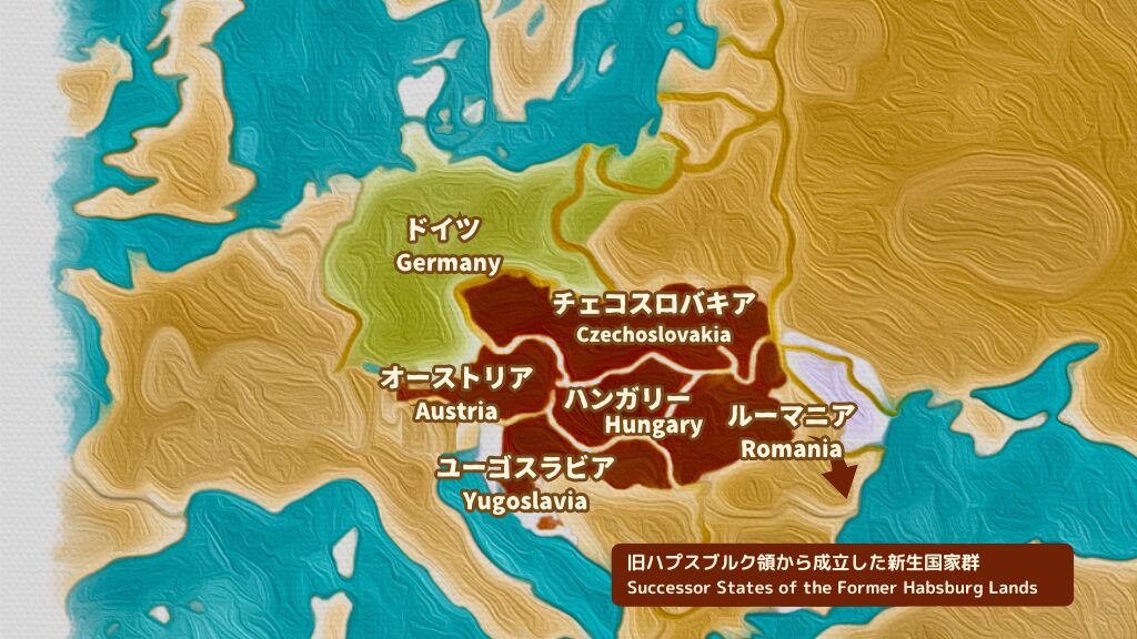 Successor states formed out of the former Habsburg domains (旧ハプスブルク領から成立した新生国家群)