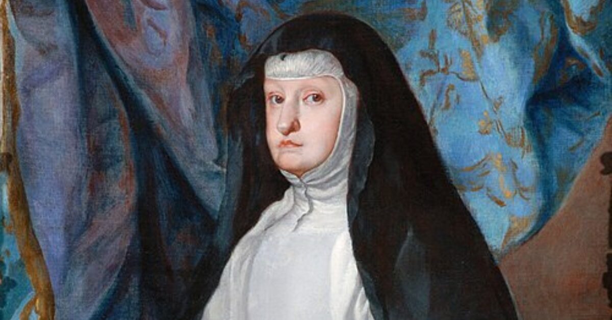 スペイン・ハプスブルク家の王太后、マリアナ・デ・アウストリア（カルロス2世の母）を描いた肖像画。Portrait of Mariana of Austria, Habsburg queen mother of Charles II of Spain.